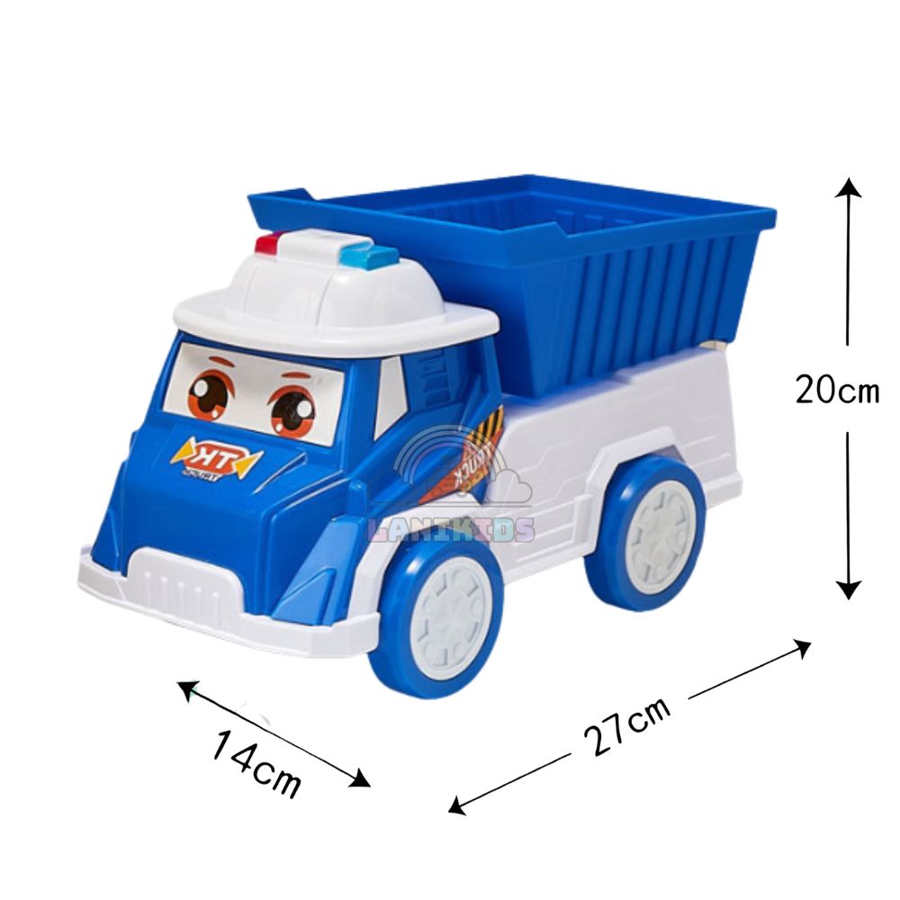 Xe cảnh sát xúc cát đồ chơi màu xanh cho bé trai