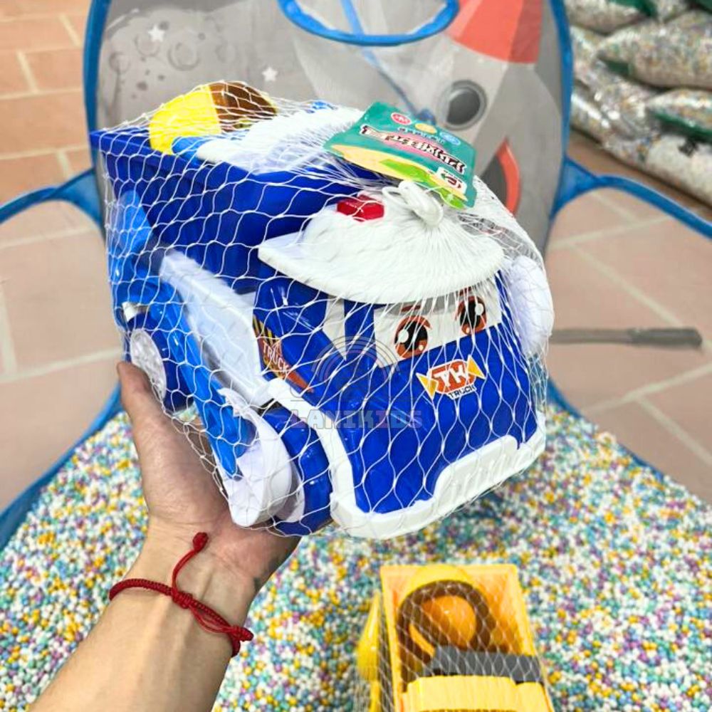 Xe cảnh sát xúc cát đồ chơi màu xanh cho bé trai