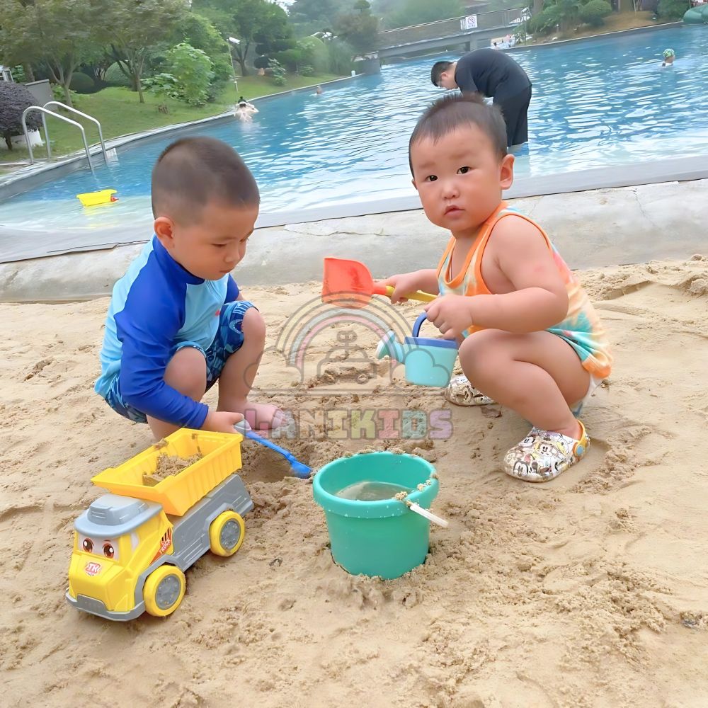 Xe chở cát – đồ chơi xúc cát hạt sứ hạt muồng lanikids màu vàng ghi