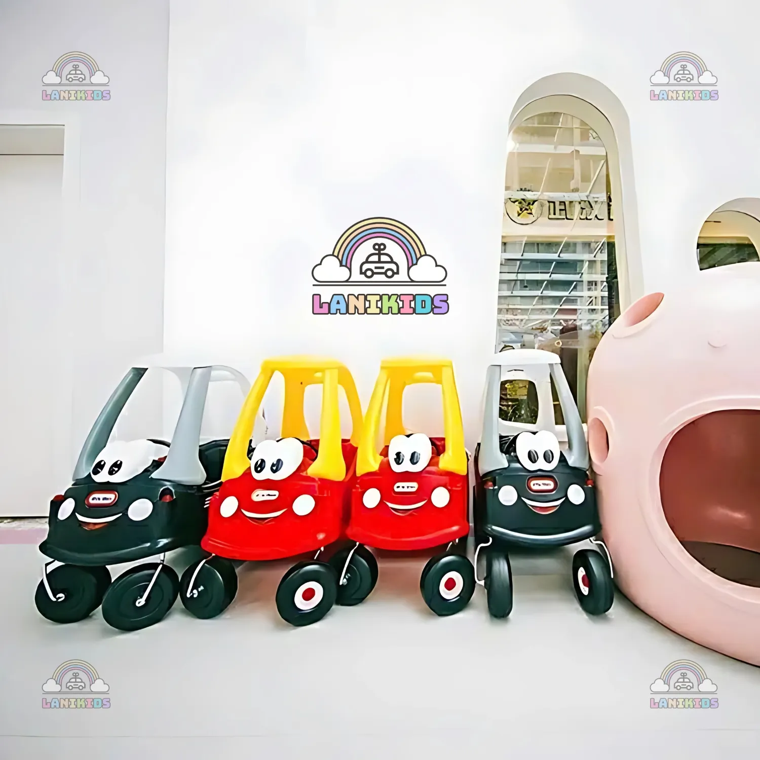 Xe Ô Tô Chòi Chân Mắt To Nhiều Màu – Đồ Chơi Mầm Non An Toàn Cho Khu Vui Chơi Trẻ Em