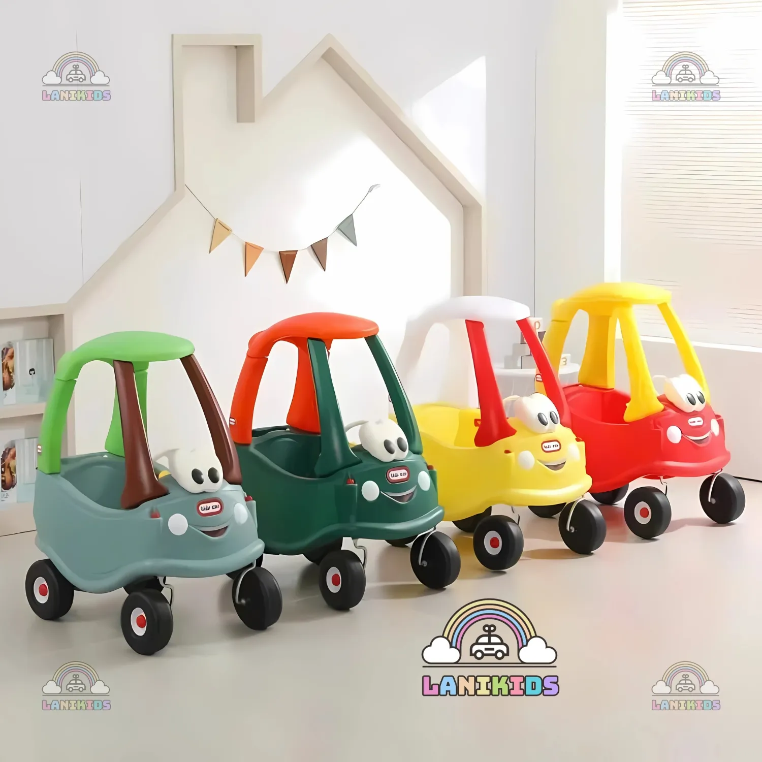 Xe Ô Tô Chòi Chân Mắt To Nhiều Màu – Đồ Chơi Mầm Non An Toàn Cho Khu Vui Chơi Trẻ Em