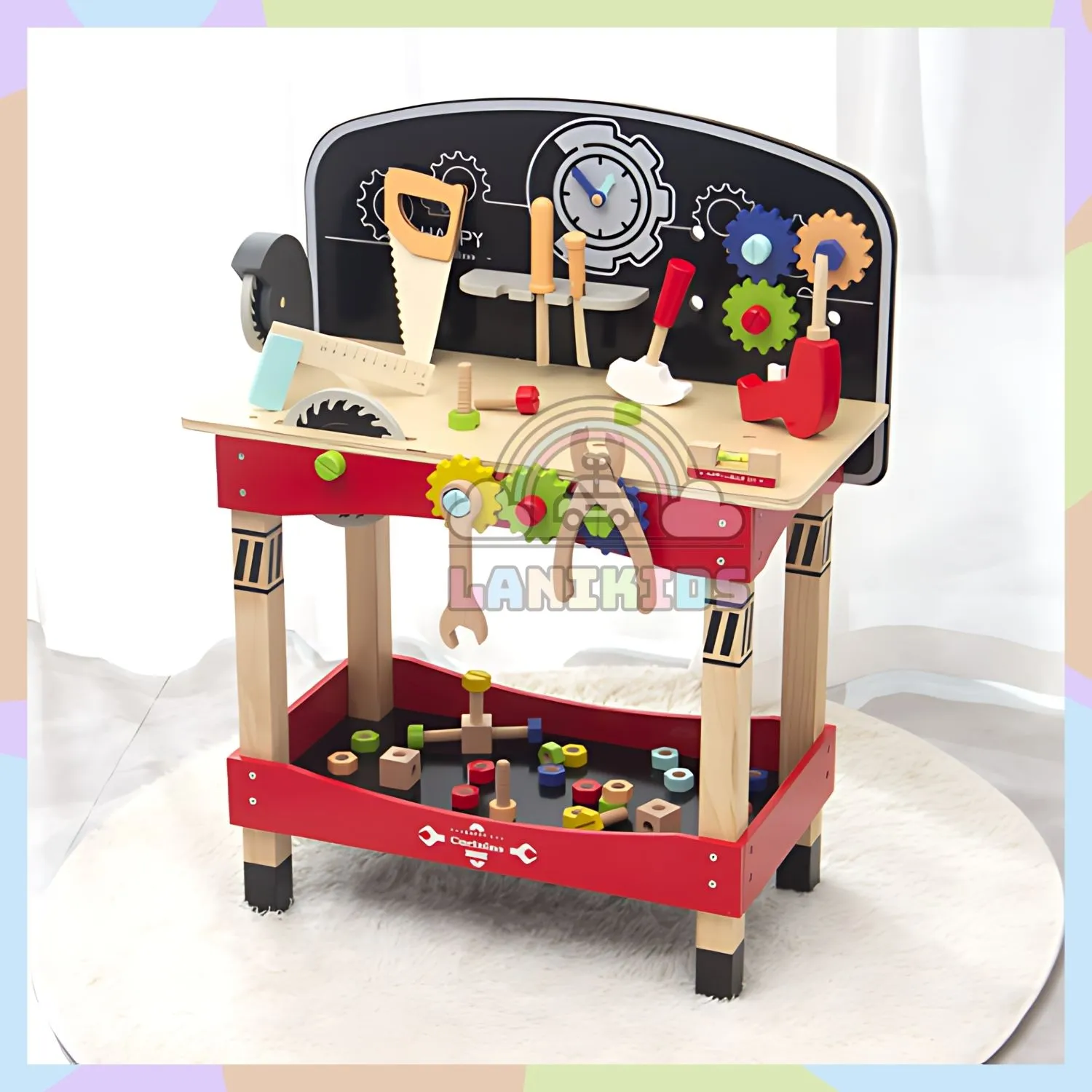 Bộ Đồ Chơi Lắp Ráp Kỹ Thuật Gỗ Màu Đỏ Đen – Đồ Chơi Hướng Nghiệp Sáng Tạo Cho Bé Trai | Lanikids