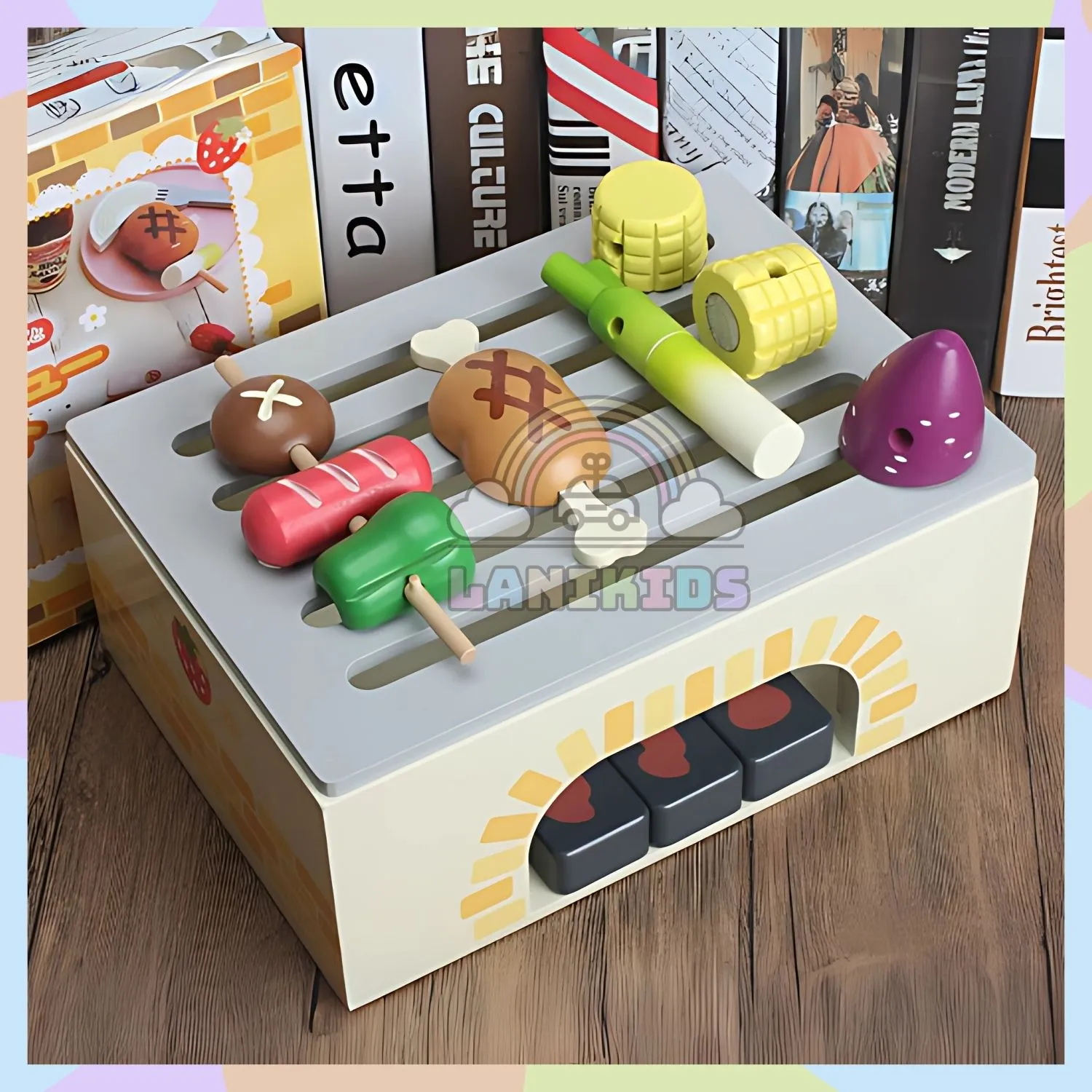 Bộ Bếp Nướng BBQ Gỗ – Đồ Chơi Hướng Nghiệp Cho Bé Yêu Thích Làm Đầu Bếp | Lanikids