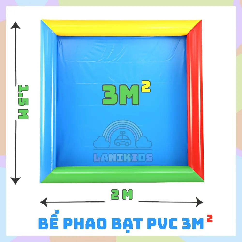 Bể Phao Bạt PVC 3m² Cho Trẻ – Đồ Chơi Câu Cá, Xúc Cát, Khu Vui Chơi Di Động Ngoài Trời