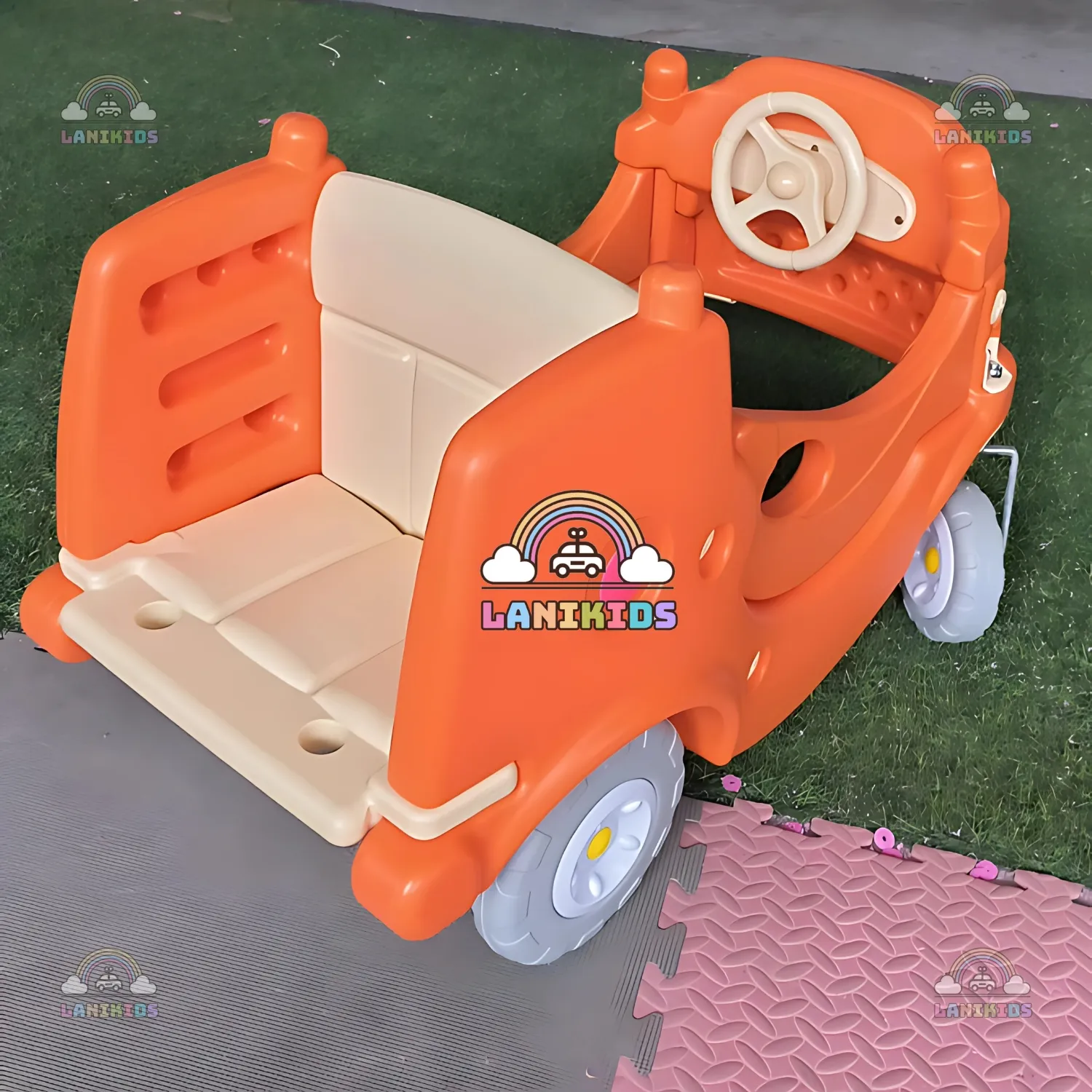 Xe Ô Tô Chòi Chân Stroller Cho Bé – Xe Xanh Lá & Da Cam | Đồ Chơi Mầm Non Lanikids