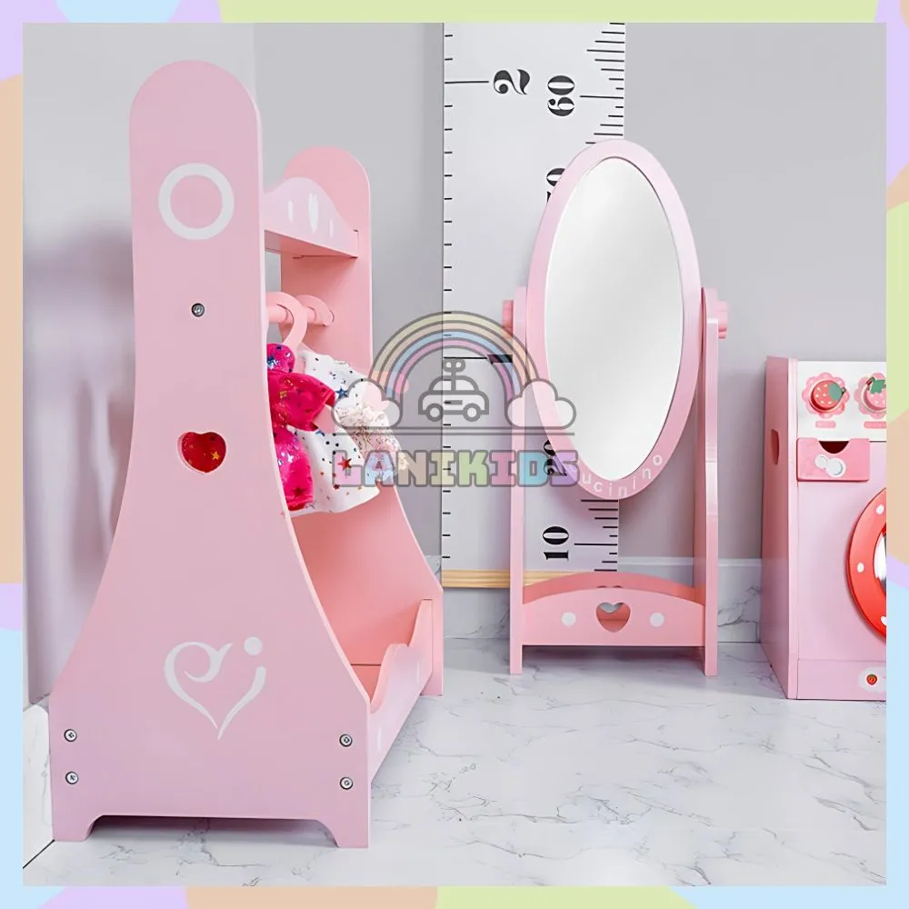 Mắc Treo Quần Áo Gỗ Cho Bé – Thiết Kế Xinh Xắn, Hướng Nghiệp Sớm, Chất Liệu An Toàn