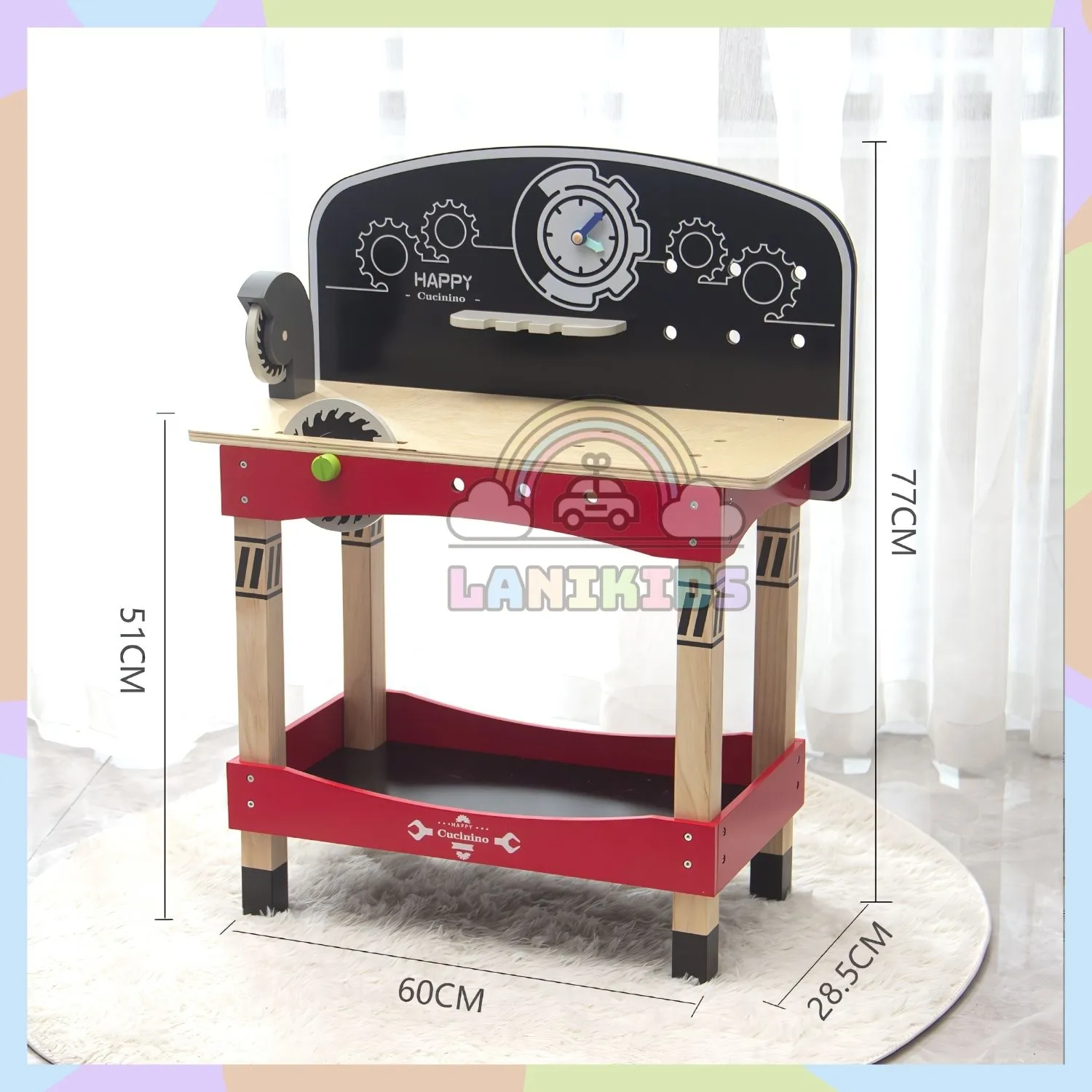 Bộ Đồ Chơi Lắp Ráp Kỹ Thuật Gỗ Màu Đỏ Đen – Đồ Chơi Hướng Nghiệp Sáng Tạo Cho Bé Trai | Lanikids