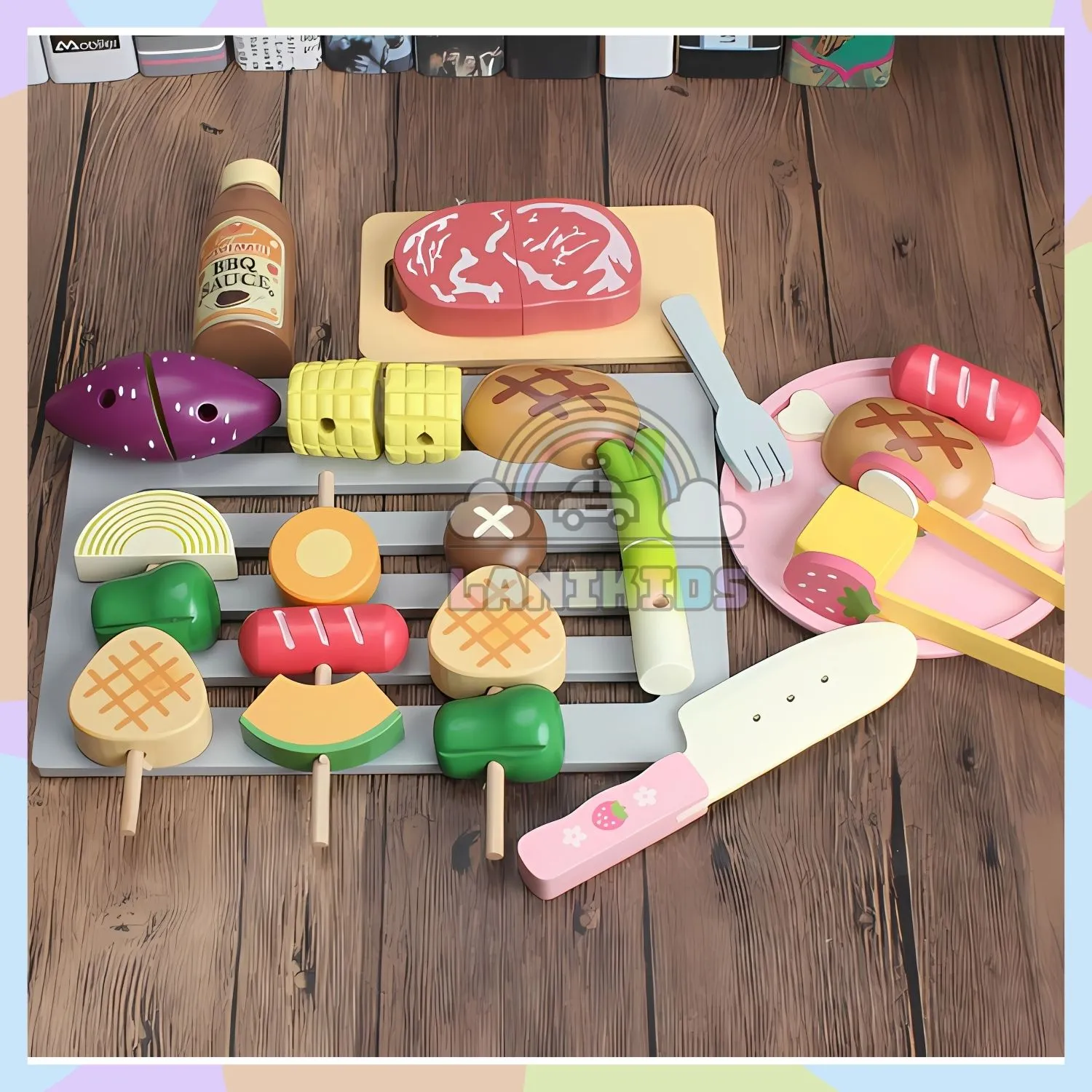 Bộ Bếp Nướng BBQ Gỗ – Đồ Chơi Hướng Nghiệp Cho Bé Yêu Thích Làm Đầu Bếp | Lanikids