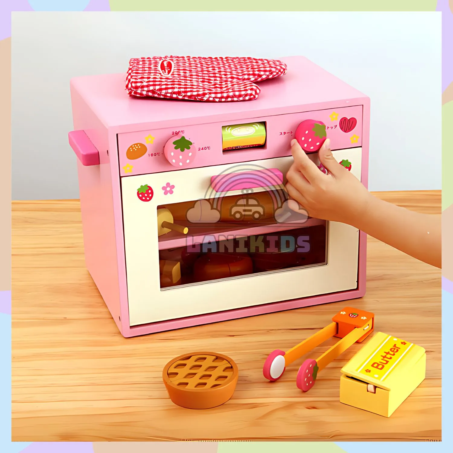 Bộ Lò Nướng Gỗ Màu Hồng – Đồ Chơi Hướng Nghiệp Bé Gái Yêu Thích