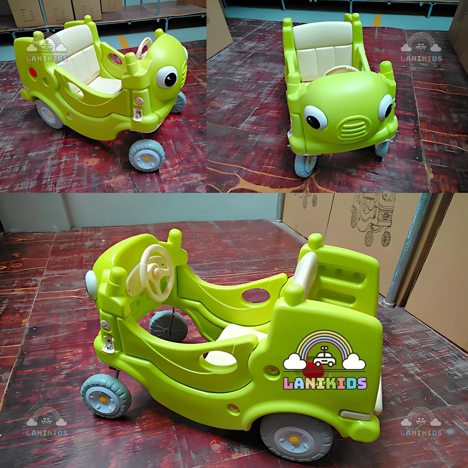 Xe Ô Tô Chòi Chân Stroller Cho Bé – Xe Xanh Lá & Da Cam | Đồ Chơi Mầm Non Lanikids