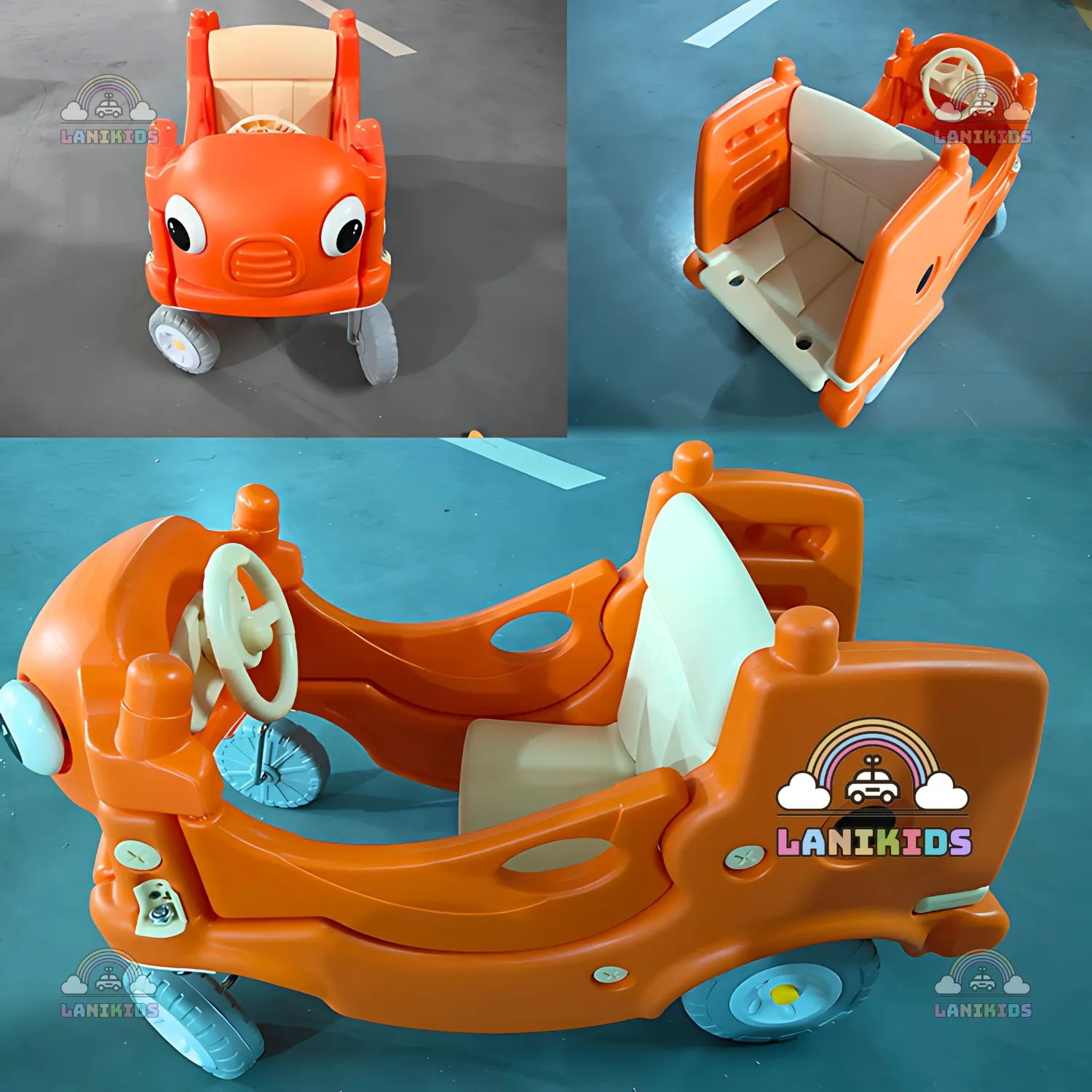 Xe Ô Tô Chòi Chân Stroller Cho Bé – Xe Xanh Lá & Da Cam | Đồ Chơi Mầm Non Lanikids