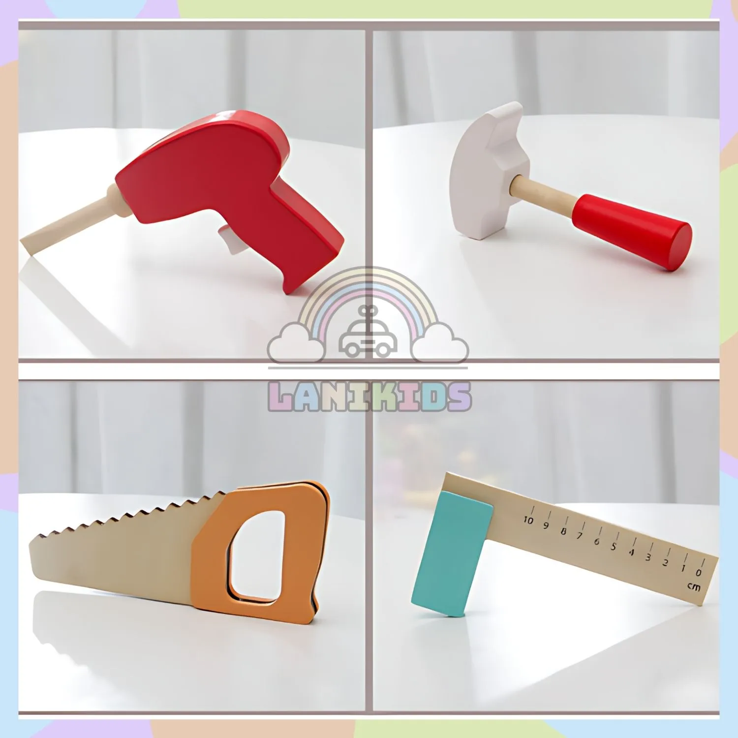 Bộ Đồ Chơi Lắp Ráp Kỹ Thuật Gỗ Màu Đỏ Đen – Đồ Chơi Hướng Nghiệp Sáng Tạo Cho Bé Trai | Lanikids