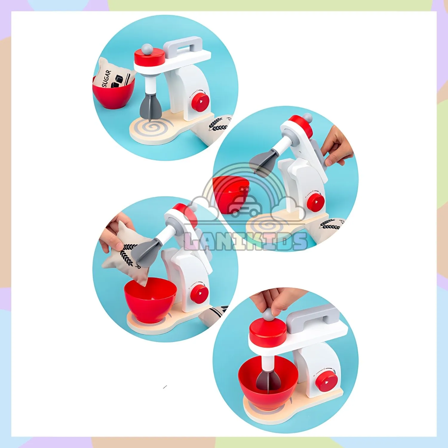 Máy Trộn Bột Bằng Gỗ Cho Bé - Đồ Chơi Hướng Nghiệp An Toàn,