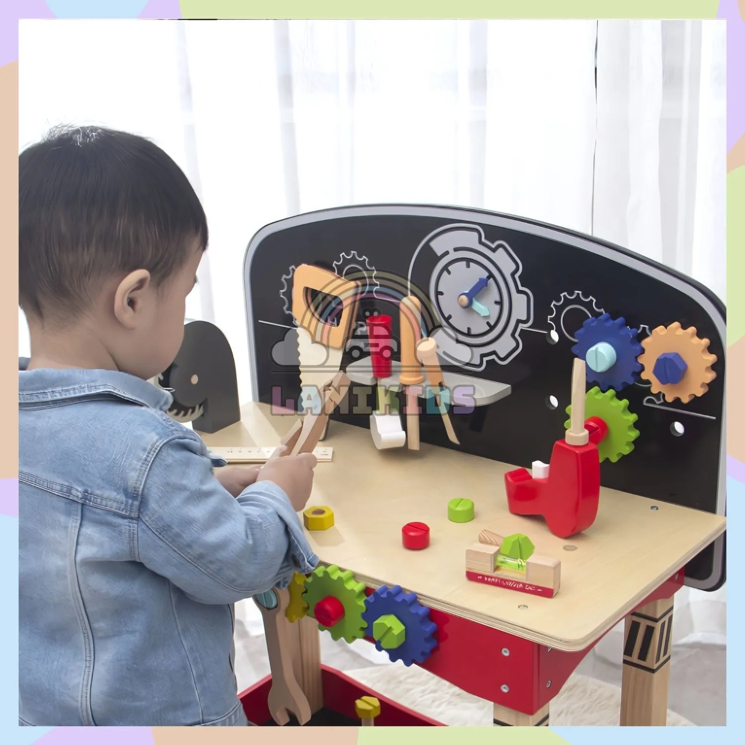 Bộ Đồ Chơi Lắp Ráp Kỹ Thuật Gỗ Màu Đỏ Đen – Đồ Chơi Hướng Nghiệp Sáng Tạo Cho Bé Trai | Lanikids