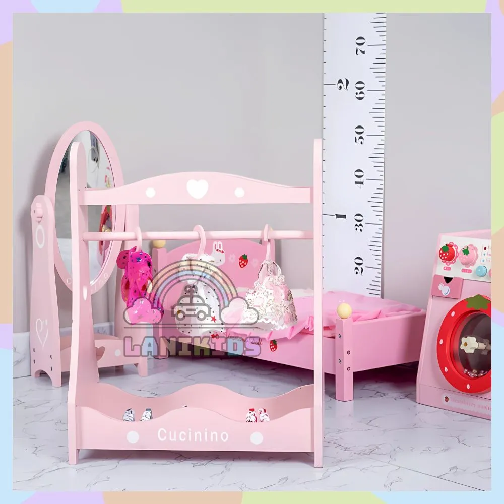 Mắc Treo Quần Áo Gỗ Cho Bé – Thiết Kế Xinh Xắn, Hướng Nghiệp Sớm, Chất Liệu An Toàn