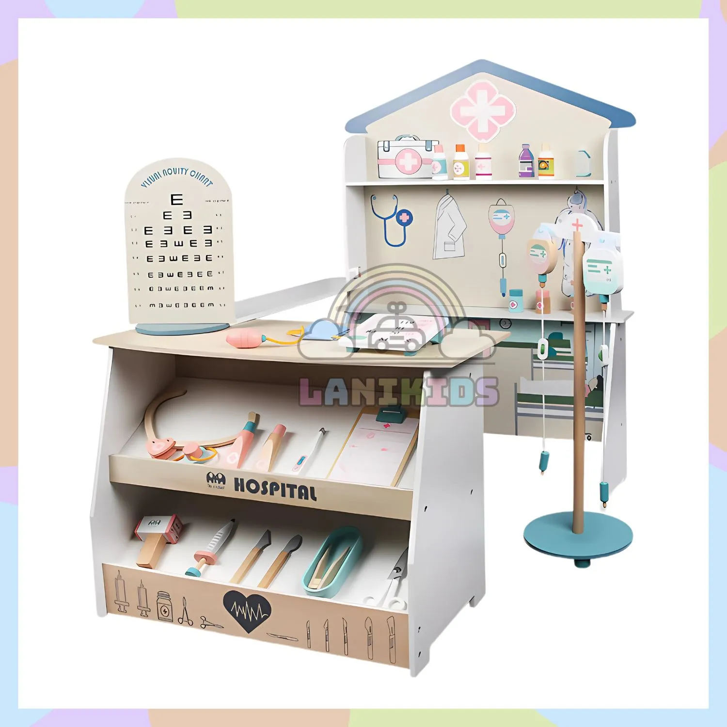 BỘ TỦ BÁC SĨ GỖ HOSPITAL – ĐỒ CHƠI HƯỚNG NGHIỆP GIÚP BÉ YÊU NGHỀ Y TỪ NHỎ