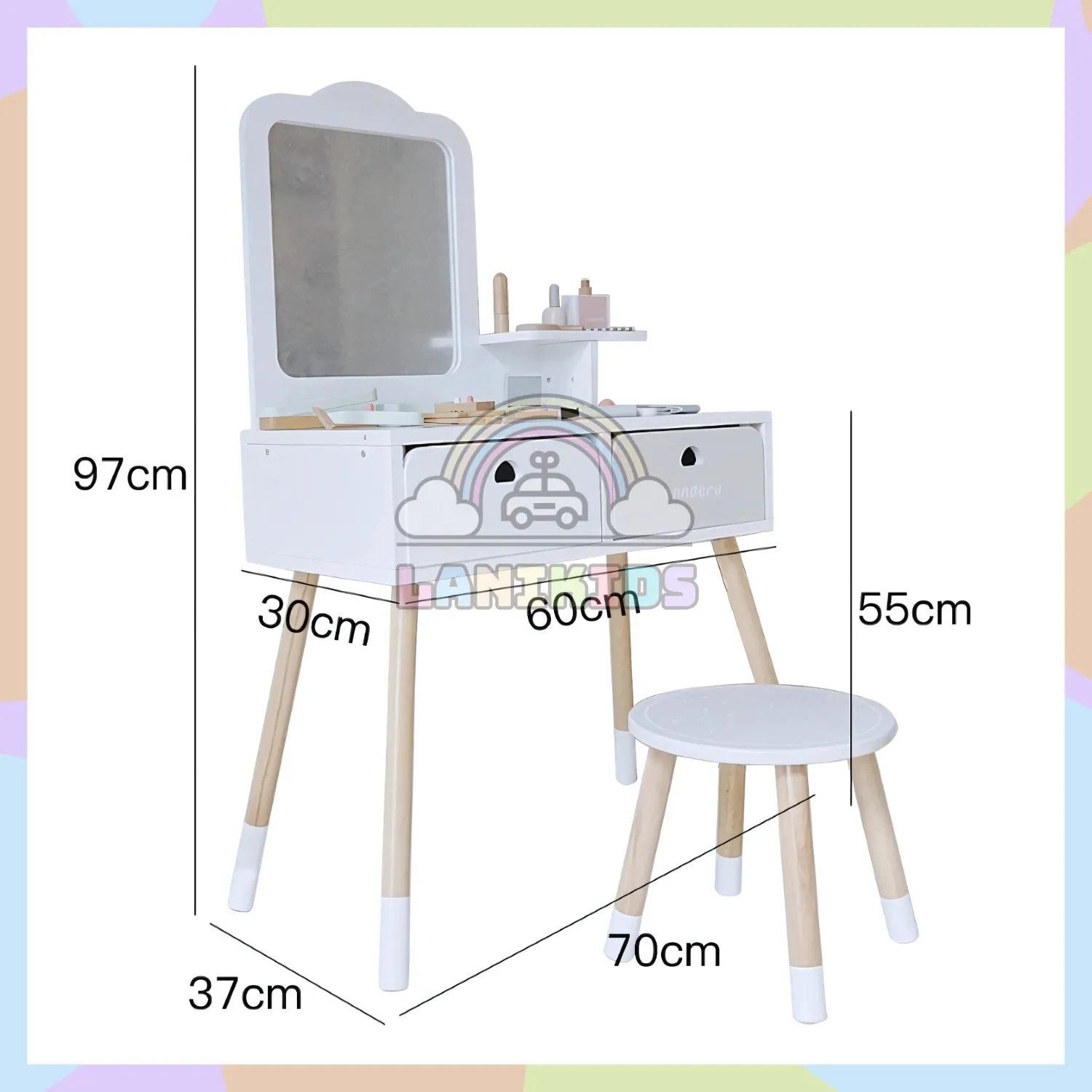 Bộ Trang Điểm 1 Gương Màu Trắng  Đồ Chơi Hướng Nghiệp Làm Đẹp Cho Bé – Lanikids Coffee Kids
