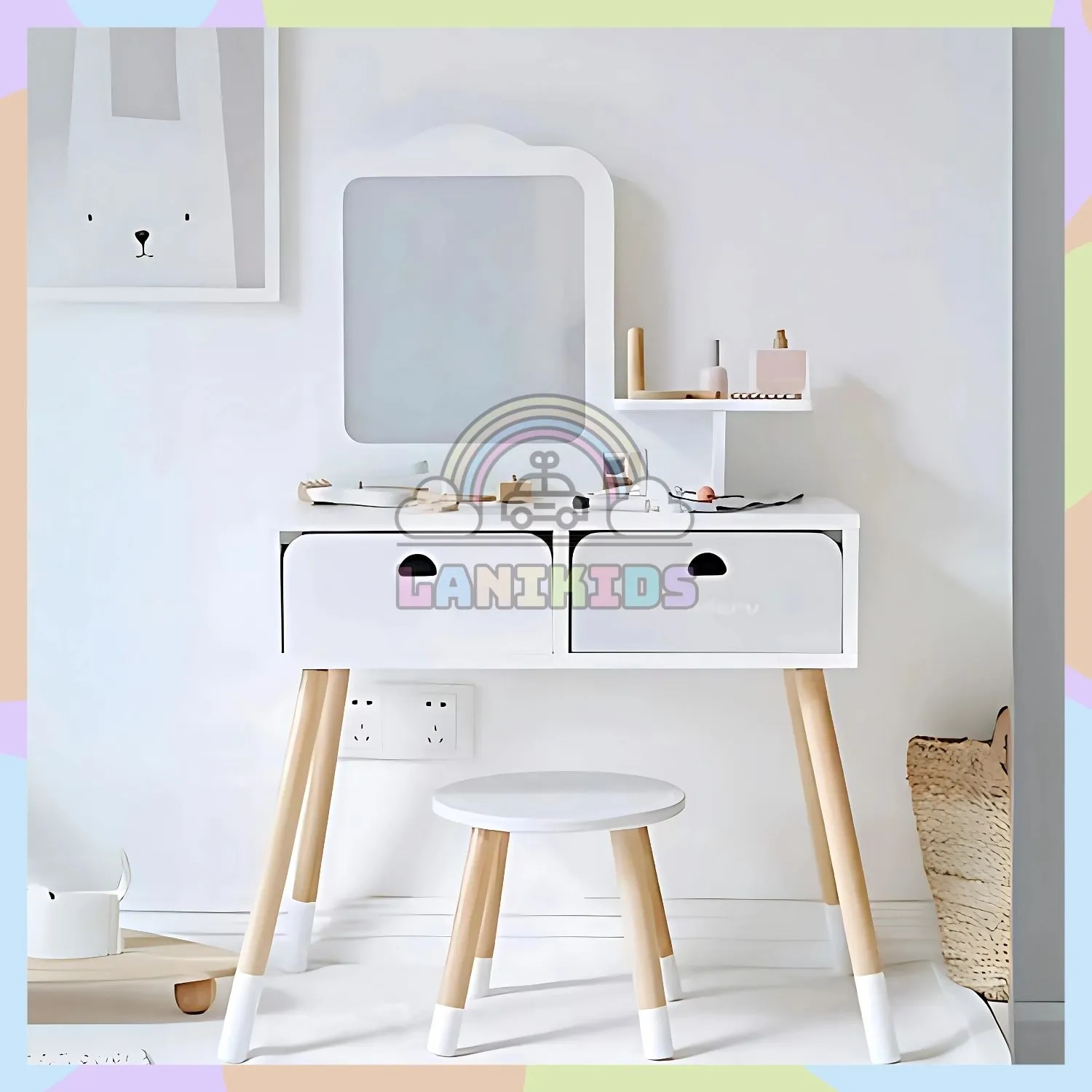Bộ Trang Điểm 1 Gương Màu Trắng  Đồ Chơi Hướng Nghiệp Làm Đẹp Cho Bé – Lanikids Coffee Kids