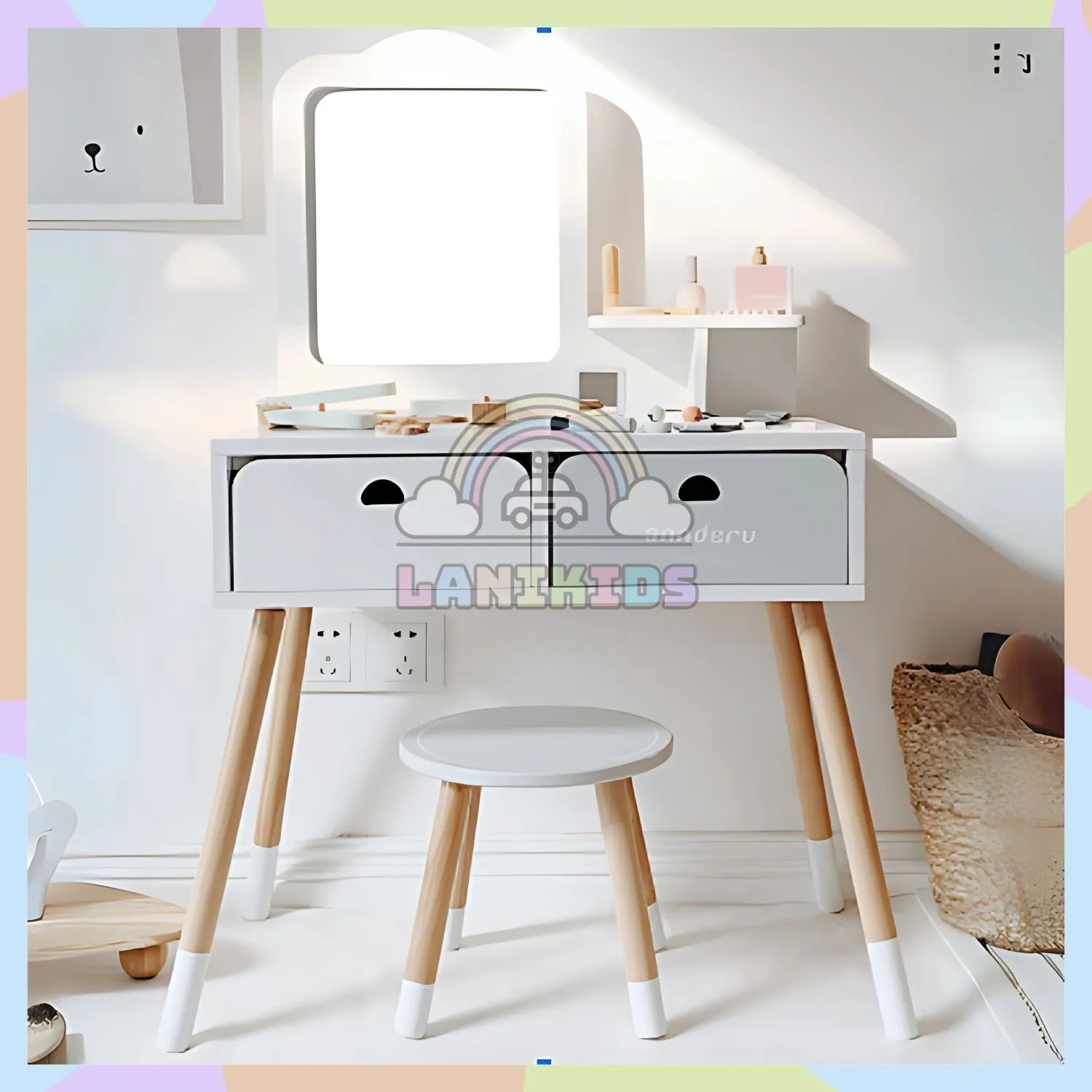 Bộ Trang Điểm 1 Gương Màu Trắng Đồ Chơi Hướng Nghiệp Làm Đẹp Cho Bé – Lanikids Coffee Kids