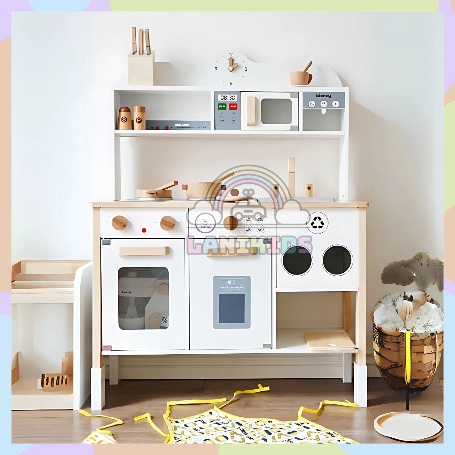 Bộ Tủ Bếp Gỗ Coffee Hàn Quốc – Đồ Chơi Hướng Nghiệp Sang Trọng Cho Bé | Lanikids