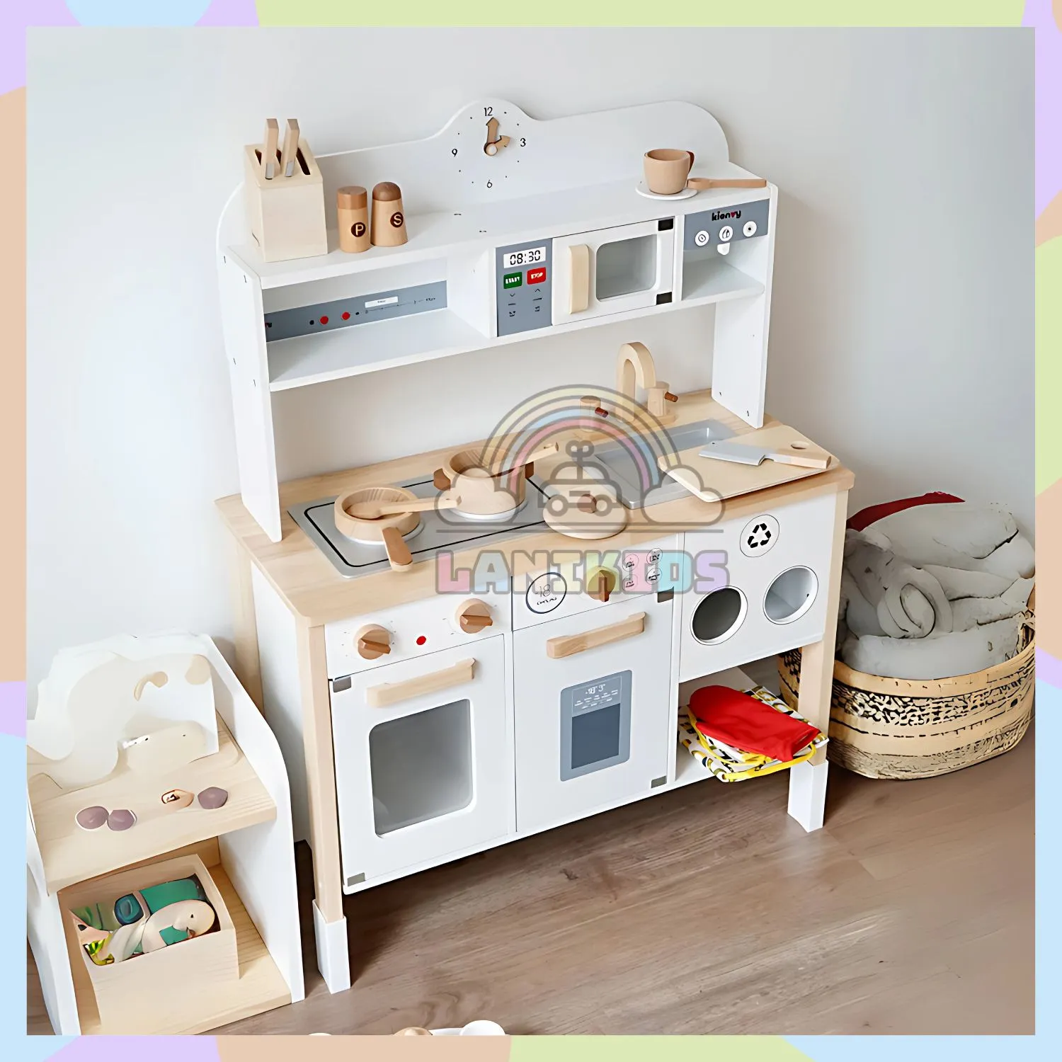 Bộ Tủ Bếp Gỗ Coffee Hàn Quốc – Đồ Chơi Hướng Nghiệp Sang Trọng Cho Bé | Lanikids