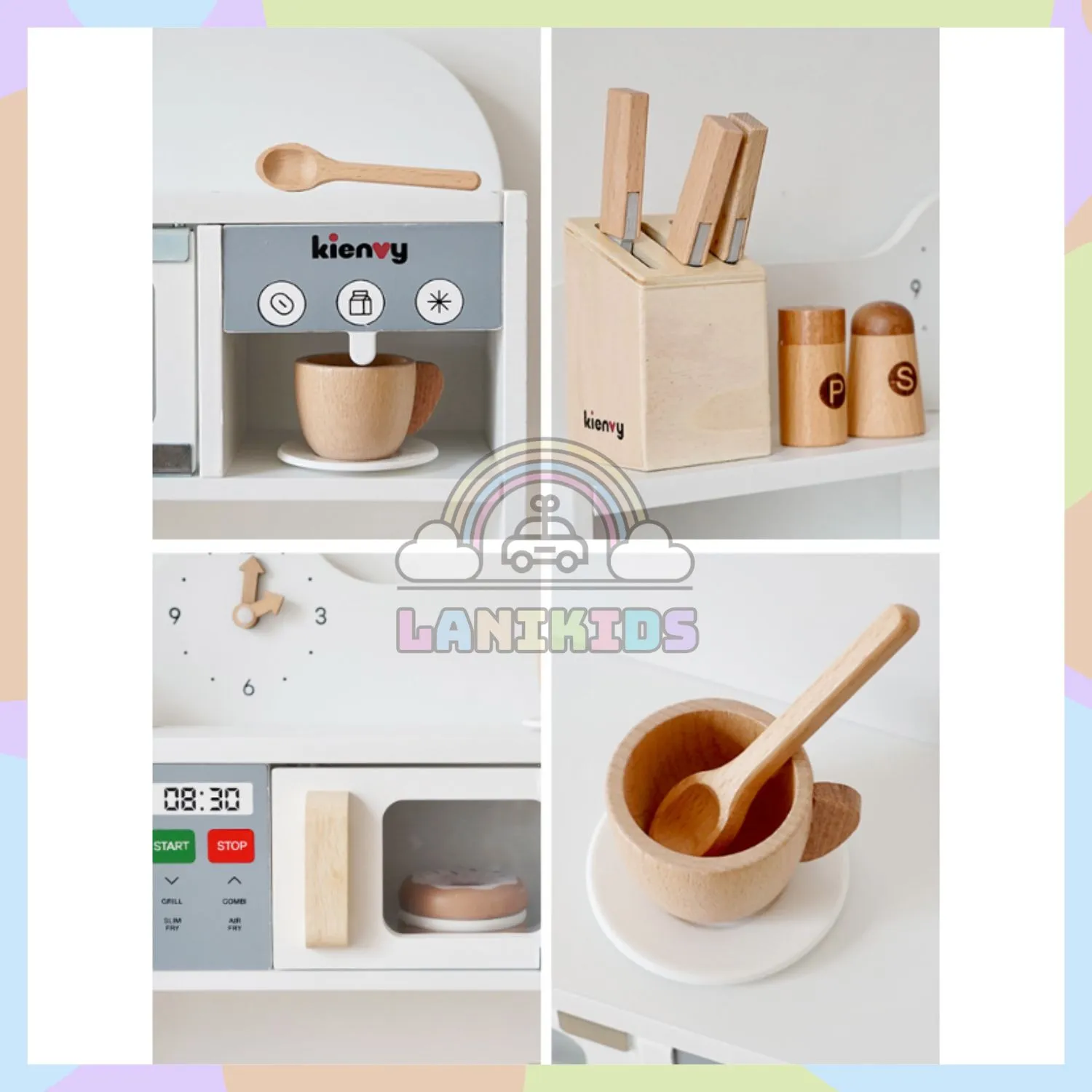 Bộ Tủ Bếp Gỗ Coffee Hàn Quốc – Đồ Chơi Hướng Nghiệp Sang Trọng Cho Bé | Lanikids