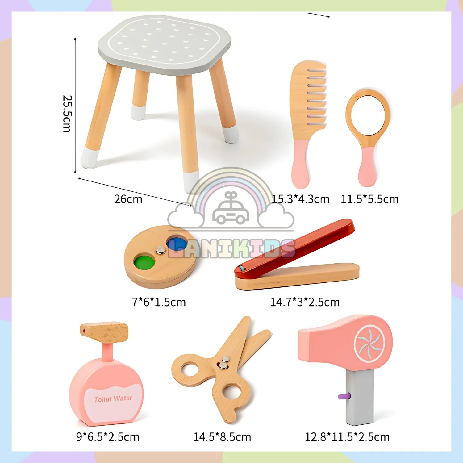 Bộ Tủ Trang Điểm Gỗ 3 Gương Màu Trắng – Đồ Chơi Hướng Nghiệp Đẹp Như Công Chúa Lanikids