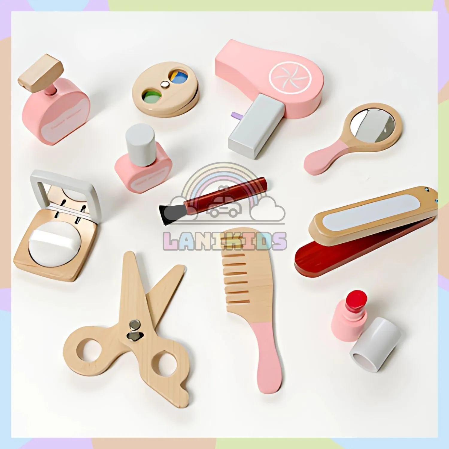 Bộ Tủ Trang Điểm Gỗ 3 Gương Màu Trắng – Đồ Chơi Hướng Nghiệp Đẹp Như Công Chúa Lanikids