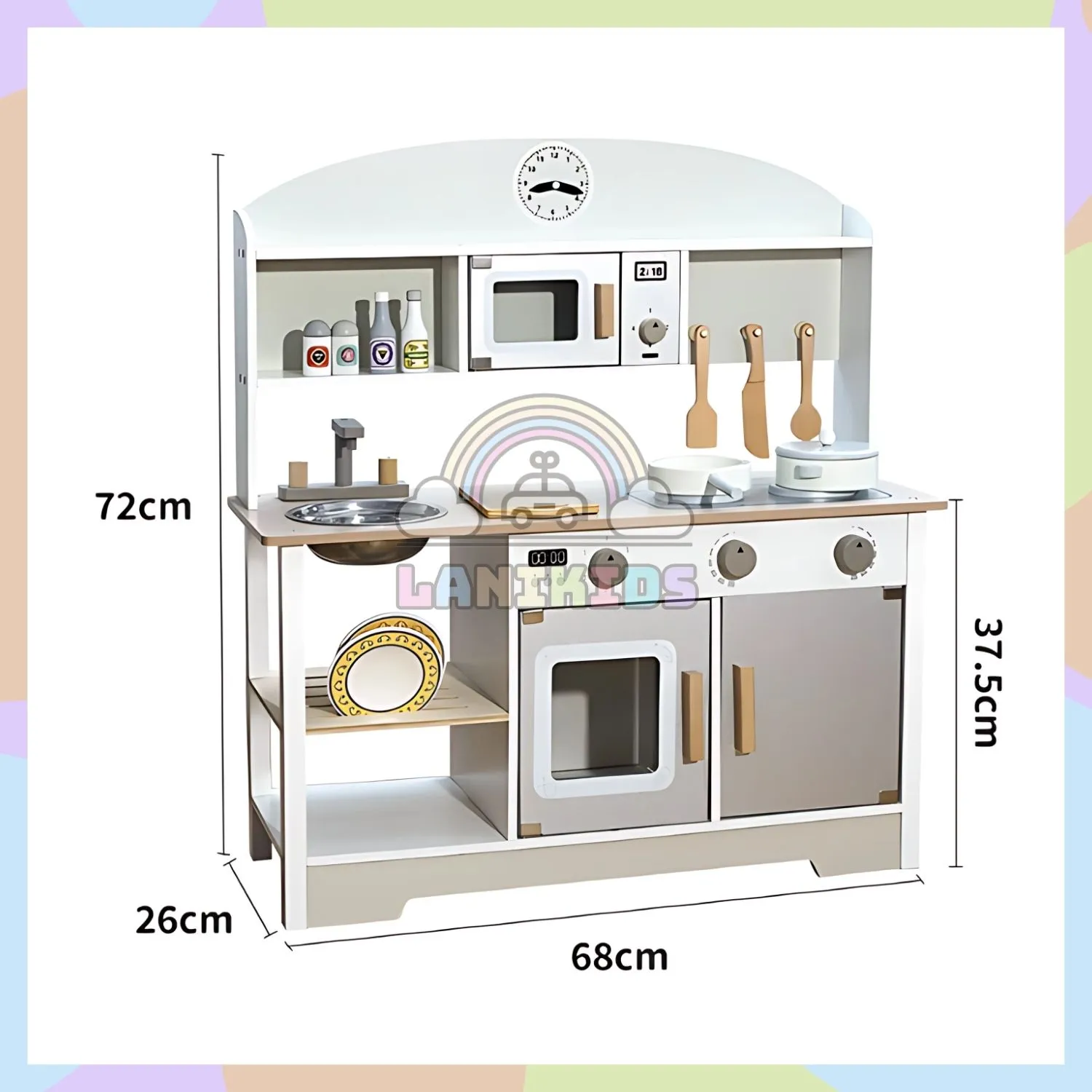 Bộ Tủ Bếp Gỗ Big Kitchen Cho Bé – Đồ Chơi Hướng Nghiệp An Toàn & Sáng Tạo | Lanikids