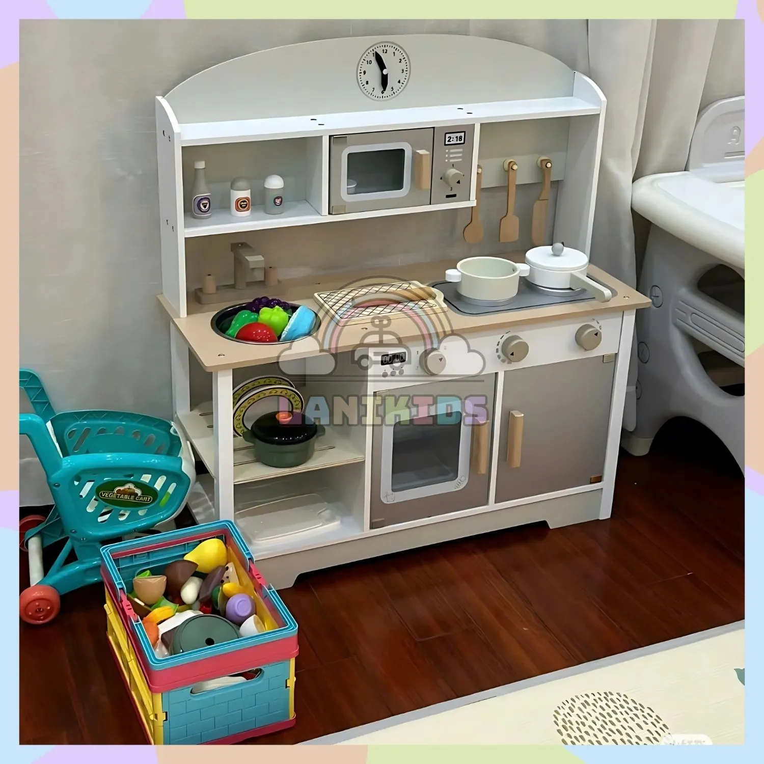 Bộ Tủ Bếp Gỗ Big Kitchen Cho Bé – Đồ Chơi Hướng Nghiệp An Toàn & Sáng Tạo | Lanikids