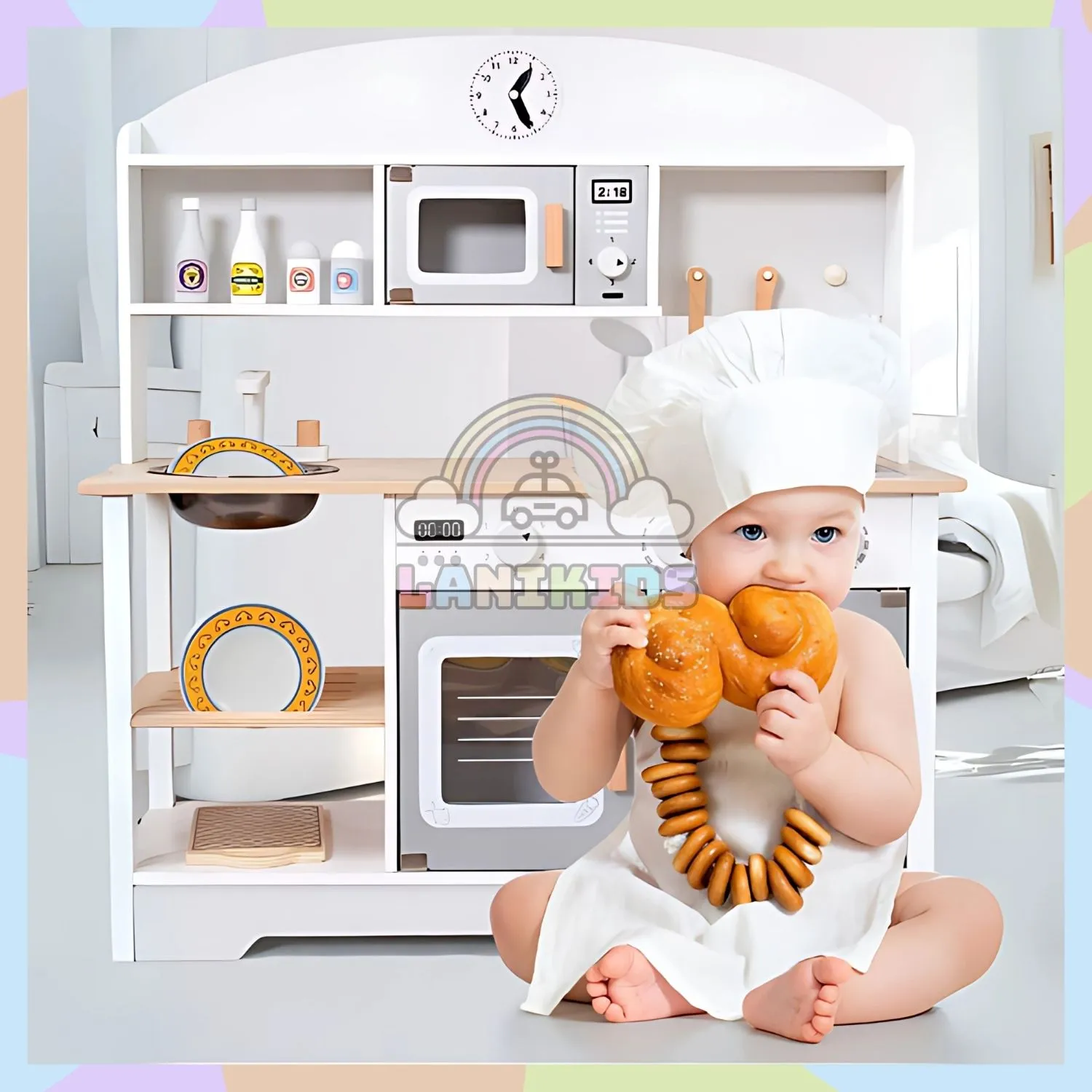 Bộ Tủ Bếp Gỗ Big Kitchen Cho Bé – Đồ Chơi Hướng Nghiệp An Toàn & Sáng Tạo | Lanikids