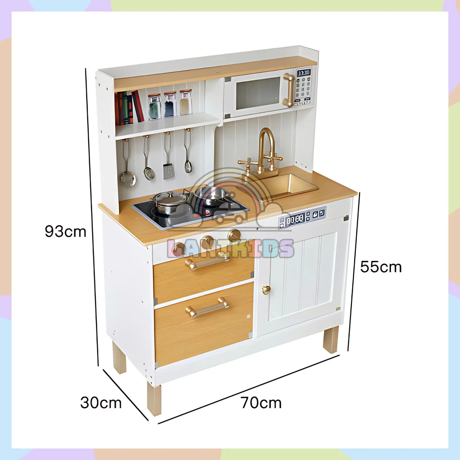 Bộ Tủ Bếp Gỗ Neon Cho Bé – Đồ Chơi Hướng Nghiệp Sáng Tạo | Lanikids