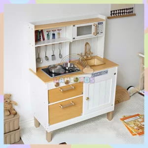 Bộ Tủ Bếp Gỗ Neon Cho Bé – Đồ Chơi Hướng Nghiệp Sáng Tạo | Lanikids