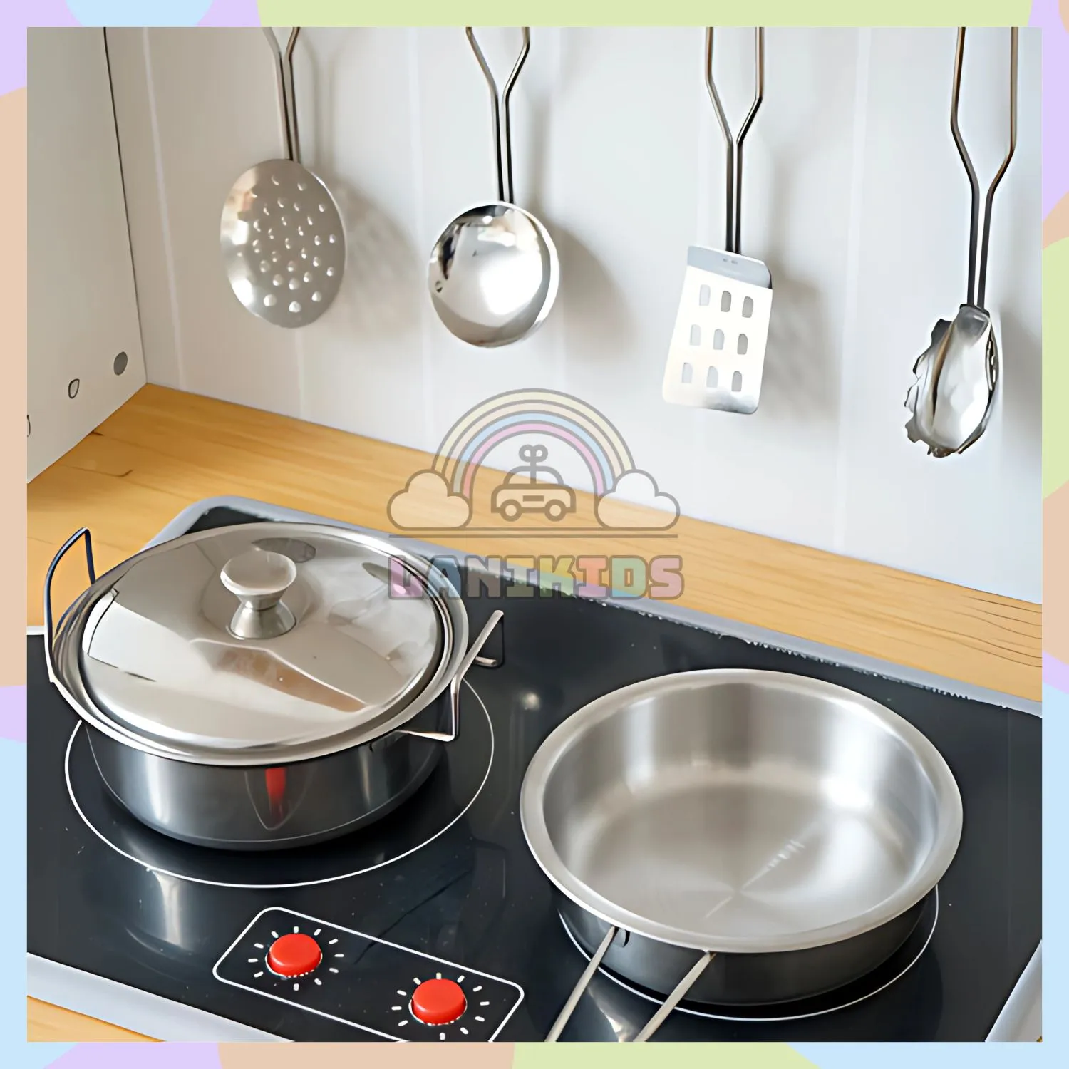 Bộ Tủ Bếp Gỗ Neon Cho Bé – Đồ Chơi Hướng Nghiệp Sáng Tạo | Lanikids