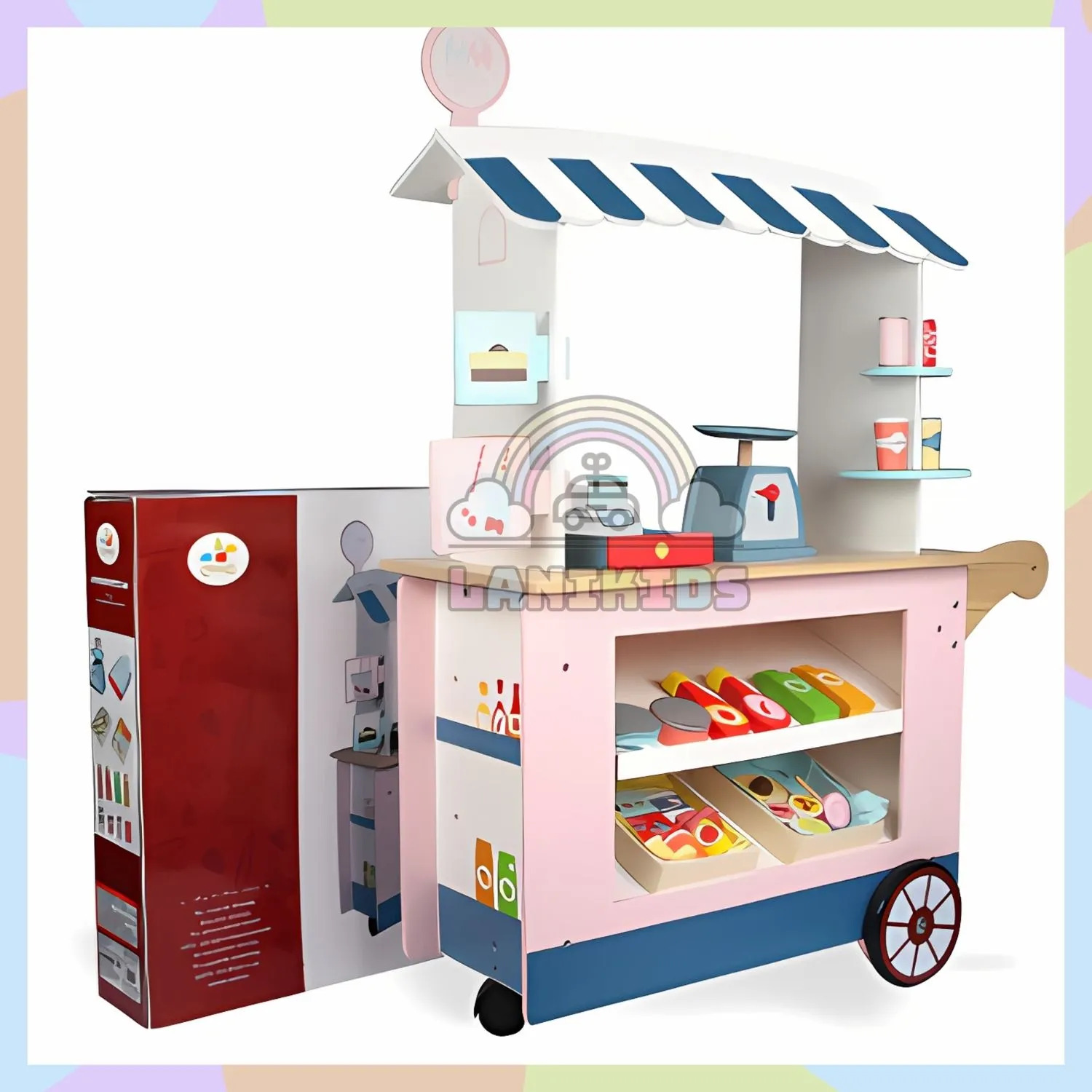 QUẦY XE ĐẨY GIẢI KHÁT CHO BÉ – ĐỒ CHƠI HƯỚNG NGHIỆP NHẬP VAI NGHỀ BÁN HÀNG