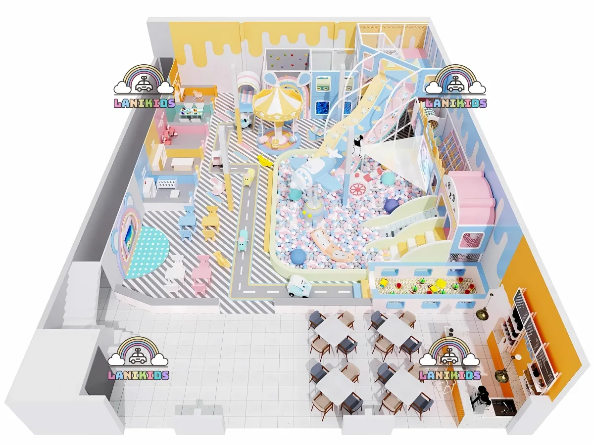 Thiết Kế Thi Công Khu Vui Chơi Trẻ Em Babi Kids Cafe Tại Cà Mau – Dự Án Thực Tế Do Lanikids Thực Hiện