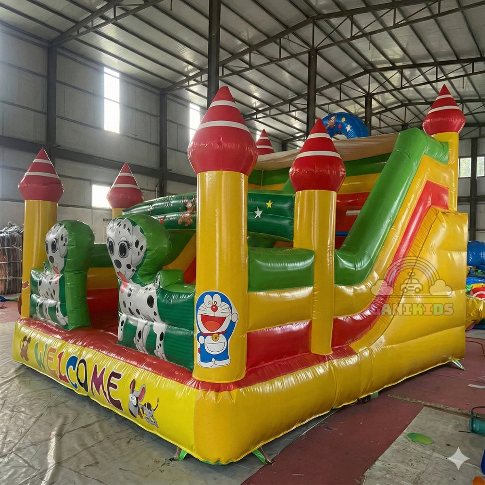 Nhà Hơi Chó Đốm 4x5m (20m²) | PVC 0.7mm + Máy Thổi 610W