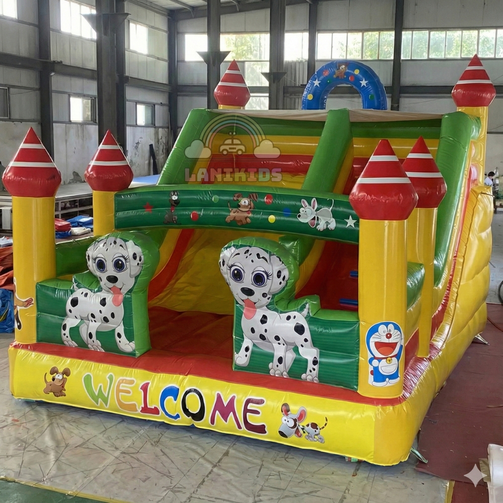 Nhà Hơi Chó Đốm 4x5m (20m²) | PVC 0.7mm + Máy Thổi 610W