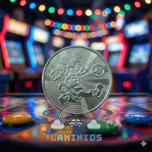 Xu xèng chuột Mickey 24mm inox – Xu chơi máy game & máy gắp gấu bền đẹp, vận hành mượt cho khu vui chơi