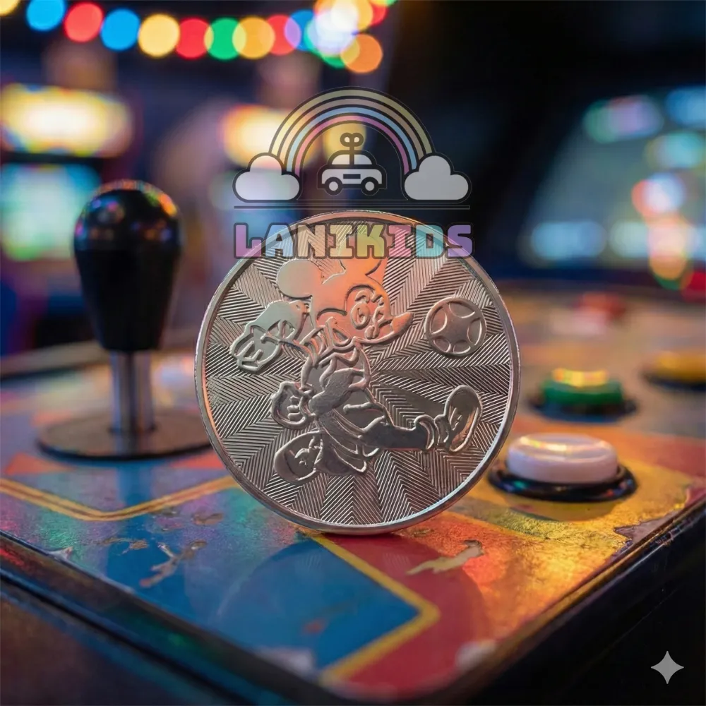 Xu xèng chuột Mickey 24mm inox – Xu chơi máy game & máy gắp gấu bền đẹp, vận hành mượt cho khu vui chơi