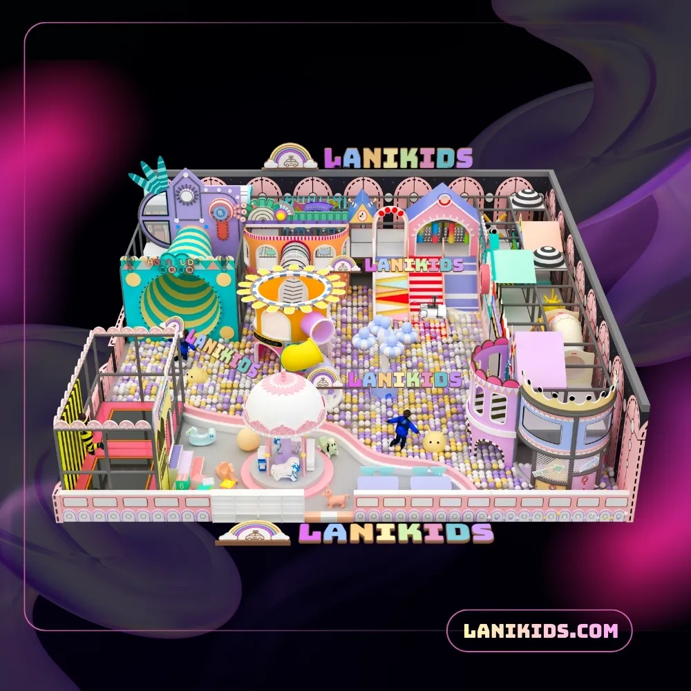 Mẫu Thiết Kế Khu Vui Chơi 300m2 Màu Pastel – Chủ Đề “Thị Trấn Cổ Tích” Nhập Khẩu