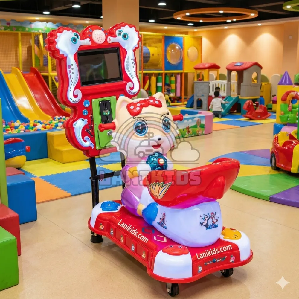 1. Giới thiệu tổng quan về Thú Nhún Điện Mèo Hello Kitty Trong danh mục các thiết bị vui chơi giải trí dành cho trẻ em, thú nhún điện luôn giữ vị trí “nữ hoàng” về khả năng thu hút các bé nhỏ tuổi và mang lại dòng tiền thụ động ổn định cho chủ đầu tư. Sản phẩm Thú Nhún điện mèo Hello Kitty do công ty TNHH Lanikids cung cấp là sự kết hợp hoàn hảo giữa công nghệ hiện đại và thiết kế nhân vật hoạt hình kinh điển, hứa hẹn trở thành điểm nhấn nổi bật cho mọi không gian giải trí.  Với tạo hình chú mèo dễ thương, màu sắc bắt mắt cùng hệ thống âm thanh, ánh sáng vui nhộn, đây là dòng máy game không thể thiếu trong các siêu thị, trung tâm thương mại hay các mô hình kinh doanh coffee kids.  2. Thông số kỹ thuật chi tiết Để đảm bảo phù hợp với không gian lắp đặt và đối tượng sử dụng, chủ đầu tư cần nắm rõ các thông số kỹ thuật của sản phẩm:  Tên sản phẩm: Thú nhún điện nhập khẩu – Model Mèo Hello Kitty.  Kích thước (Dài x Rộng x Cao): 100cm x 60cm x 105cm.  Chất liệu: Nhựa cao cấp (Composite/ABS) an toàn, khung thép chịu lực sơn tĩnh điện.  Màn hình: Tích hợp màn hình LCD phát video hoạt hình và game tương tác mini.  Hệ thống vận hành: Sử dụng điện, kích hoạt bằng xu hoặc cài đặt chế độ free-play.  Tải trọng: Chịu lực tốt, phù hợp cho trẻ từ 2 – 10 tuổi.  Điện áp: 220V/50Hz (tương thích lưới điện dân dụng Việt Nam).  Nhà cung cấp: Công ty TNHH Lanikids.  3. Tại sao nên đầu tư Thú Nhún Mèo Hello Kitty cho khu vui chơi? 3.1. Thiết kế “hút khách” ngay từ cái nhìn đầu tiên Sản phẩm lấy cảm hứng từ nhân vật Hello Kitty quen thuộc, kết hợp với tông màu đỏ – trắng – hồng chủ đạo rực rỡ. Phần màn hình phía trước được bao quanh bởi khung hình cá ngựa đại dương ngộ nghĩnh, tạo cảm giác phiêu lưu cho bé. Hệ thống đèn LED viền chạy dọc thân máy giúp thiết bị nổi bật ngay cả trong điều kiện ánh sáng yếu tại các khu game center.  3.2. Tính năng giải trí đa phương tiện Khác với các loại thú nhún lò xo truyền thống, <a href="https://lanikids.com/product-category/may-game-khu-vui-choi">thú nhún điện</a> thế hệ mới tại Lanikids được tích hợp màn hình điện tử. Khi bé ngồi lên và máy hoạt động, màn hình sẽ phát các bài hát thiếu nhi vui nhộn hoặc các trò chơi đua xe đơn giản, giúp bé không bị nhàm chán và muốn chơi đi chơi lại nhiều lần.  3.3. Độ bền cao, vận hành bền bỉ Là sản phẩm được Lanikids tuyển chọn kỹ lưỡng, thú nhún mèo Hello Kitty có khung gầm chắc chắn, motor vận hành êm ái, ít hỏng hóc vặt. Lớp nhựa bên ngoài bền màu, chống trầy xước, dễ dàng vệ sinh sau mỗi ngày hoạt động, đảm bảo thẩm mỹ lâu dài cho khu vui chơi.  4. Xây dựng hệ sinh thái Máy Game Xu Xèng chuyên nghiệp Một khu vui chơi thành công không thể chỉ có một loại máy. Để tối ưu hóa doanh thu và giữ chân khách hàng lâu hơn, nhà đầu tư cần đa dạng hóa danh mục trò chơi. Thú nhún điện mèo Hello Kitty sẽ phát huy hiệu quả tốt nhất khi được đặt cạnh các dòng máy game khác tạo thành một tổ hợp giải trí liên hoàn.  Tại Lanikids, chúng tôi cung cấp đầy đủ các thiết bị để bạn setup một khu game center hoàn chỉnh:  Khu vực trúng thưởng: Đây là nơi thu hút người chơi nhất với các loại <a href="https://lanikids.com/product-category/may-game-khu-vui-choi">máy gắp gấu</a> hiện đại, đa dạng kích thước từ gấu bông mini đến gấu khổng lồ.  Khu vực vận động & phản xạ: Trang bị thêm <a href="https://lanikids.com/product-category/may-game-khu-vui-choi">máy đập chuột</a> giúp các bé rèn luyện độ nhanh tay lẹ mắt, hoặc các dòng máy đua xe, bắn súng.  Hệ thống quản lý trung tâm: Để vận hành trơn tru, bạn không thể thiếu <a href="https://lanikids.com/product-category/may-game-khu-vui-choi">máy đổi xu</a> tự động và hệ thống quản lý <a href="https://lanikids.com/product-category/may-game-khu-vui-choi">xu xèng máy game</a>. Việc này giúp giảm tải nhân sự và kiểm soát doanh thu chính xác.  Khu vực giải trí tổng hợp: Các loại <a href="https://lanikids.com/product-category/may-game-khu-vui-choi">máy game xèng</a> khác như bắn cá, đua moto, nhảy audition sẽ phục vụ cho cả đối tượng trẻ em lớn hơn và phụ huynh đi kèm.  Việc kết hợp khéo léo giữa thú nhún cho trẻ nhỏ và các máy game kỹ năng cho trẻ lớn sẽ giúp khu vui chơi của bạn phủ sóng mọi độ tuổi khách hàng.  5. Ứng dụng trong các mô hình kinh doanh hiện đại Thú nhún điện mèo Hello Kitty với kích thước nhỏ gọn (chỉ khoảng 0.6m2 diện tích sàn) cực kỳ linh hoạt trong việc lắp đặt.  5.1. Khu vui chơi trong nhà (Indoor Playground) Đây là vị trí truyền thống và hiệu quả nhất. Sản phẩm thường được đặt ngay lối ra vào hoặc khu vực chờ của phụ huynh để thu hút sự chú ý của trẻ ngay khi bước vào.  5.2. Mô hình Coffee Kids (Quán cà phê kết hợp khu vui chơi) Hiện nay, xu hướng <a href="https://lanikids.com/product-category/thiet-ke-khu-vui-choi-tre-em/">coffee kids</a> đang bùng nổ. Các bậc phụ huynh muốn tìm một nơi vừa có thể thưởng thức đồ uống, trò chuyện, vừa có chỗ cho con chơi an toàn. Một vài chiếc thú nhún điện xinh xắn như mẫu Hello Kitty là sự đầu tư chi phí thấp nhưng mang lại trải nghiệm tuyệt vời cho khách hàng nhí tại quán cafe.  5.3. Sảnh chờ, Siêu thị, Cửa hàng Mẹ & Bé Tận dụng diện tích trống tại các sảnh chờ, lối đi siêu thị để đặt máy game là cách tạo ra nguồn thu nhập thụ động hiệu quả mà không tốn chi phí nhân sự vận hành.  6. Dịch vụ Thiết kế và Thi công trọn gói của Lanikids Nếu bạn là nhà đầu tư mới, chưa có kinh nghiệm trong việc bố trí mặt bằng hay lựa chọn thiết bị, Lanikids cung cấp giải pháp toàn diện từ A đến Z.  Chúng tôi chuyên <a href="https://lanikids.com/product-category/thiet-ke-khu-vui-choi-tre-em/">thiết kế thi công khu vui chơi</a> với đội ngũ kiến trúc sư giàu kinh nghiệm. Lanikids sẽ giúp bạn:  Lên ý tưởng 3D: Tối ưu hóa không gian, bố trí khu vực máy game, khu nhà bóng, cầu trượt một cách khoa học.  Lựa chọn thiết bị: Tư vấn danh mục máy phù hợp với ngân sách và thị hiếu địa phương.  Thi công lắp đặt: Đảm bảo tiến độ, kỹ thuật và an toàn tuyệt đối.  Bảo hành bảo trì: Hỗ trợ kỹ thuật nhanh chóng trong suốt quá trình vận hành.  Đặc biệt, với các mô hình kinh doanh kết hợp như <a href="https://lanikids.com/product-category/thiet-ke-khu-vui-choi-tre-em/">coffee kids</a>, chúng tôi chú trọng vào việc thiết kế thẩm mỹ, tạo sự hài hòa giữa không gian thưởng thức cà phê sang trọng và khu vực vui chơi năng động.  7. Hướng dẫn sử dụng và bảo quản Thú Nhún Điện Để kéo dài tuổi thọ sản phẩm “cần câu cơm” này, chủ đầu tư nên lưu ý:  Vệ sinh định kỳ: Lau chùi bề mặt nhựa bằng khăn mềm và dung dịch tẩy rửa nhẹ hàng ngày để tránh bụi bẩn và vi khuẩn.  Kiểm tra hộp xu: Thường xuyên kiểm tra và thu gom xu/xèng trong hộp chứa, tránh tình trạng kẹt xu do quá đầy.  Bảo dưỡng định kỳ: Kiểm tra dây curoa, tra dầu mỡ vào các khớp chuyển động cơ khí 6 tháng/lần.  An toàn điện: Đảm bảo dây nguồn được đi nẹp gọn gàng, tránh rò rỉ điện, đặc biệt ở những nơi trẻ em hay chạy nhảy.  8. Liên hệ mua hàng Công ty TNHH Lanikids tự hào là đơn vị cung cấp thiết bị khu vui chơi trẻ em uy tín hàng đầu. Sản phẩm Thú Nhún điện mèo Hello Kitty hiện đang có sẵn hàng với mức giá cạnh tranh nhất thị trường.  Cam kết của Lanikids:  Sản phẩm nhập khẩu chính ngạch, rõ nguồn gốc.  Hình ảnh thực tế 100% giống mô tả.  Giao hàng và lắp đặt tận nơi trên toàn quốc.  Tư vấn chiến lược kinh doanh khu vui chơi miễn phí.  Đừng bỏ lỡ cơ hội gia tăng doanh thu cho khu vui chơi của bạn. Hãy liên hệ ngay với Lanikids để được báo giá và tư vấn chi tiết về các dòng máy game hiện đại nhất!  Bản quyền nội dung thuộc về Công ty TNHH Lanikids.