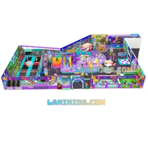 Bản vẽ 3D tổng thể khu vui chơi 3H Kid do Lanikids thiết kế và thi công